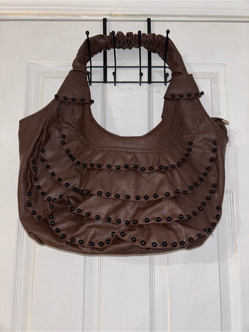 Vintage aseel- Brown Studded Hobo Shoulder Bag - Women's Stylish Everyday Tote